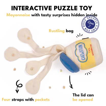 Jouet interactif pour chien en forme de pot de mayonnaise CHEWFFON Snuffle Fun