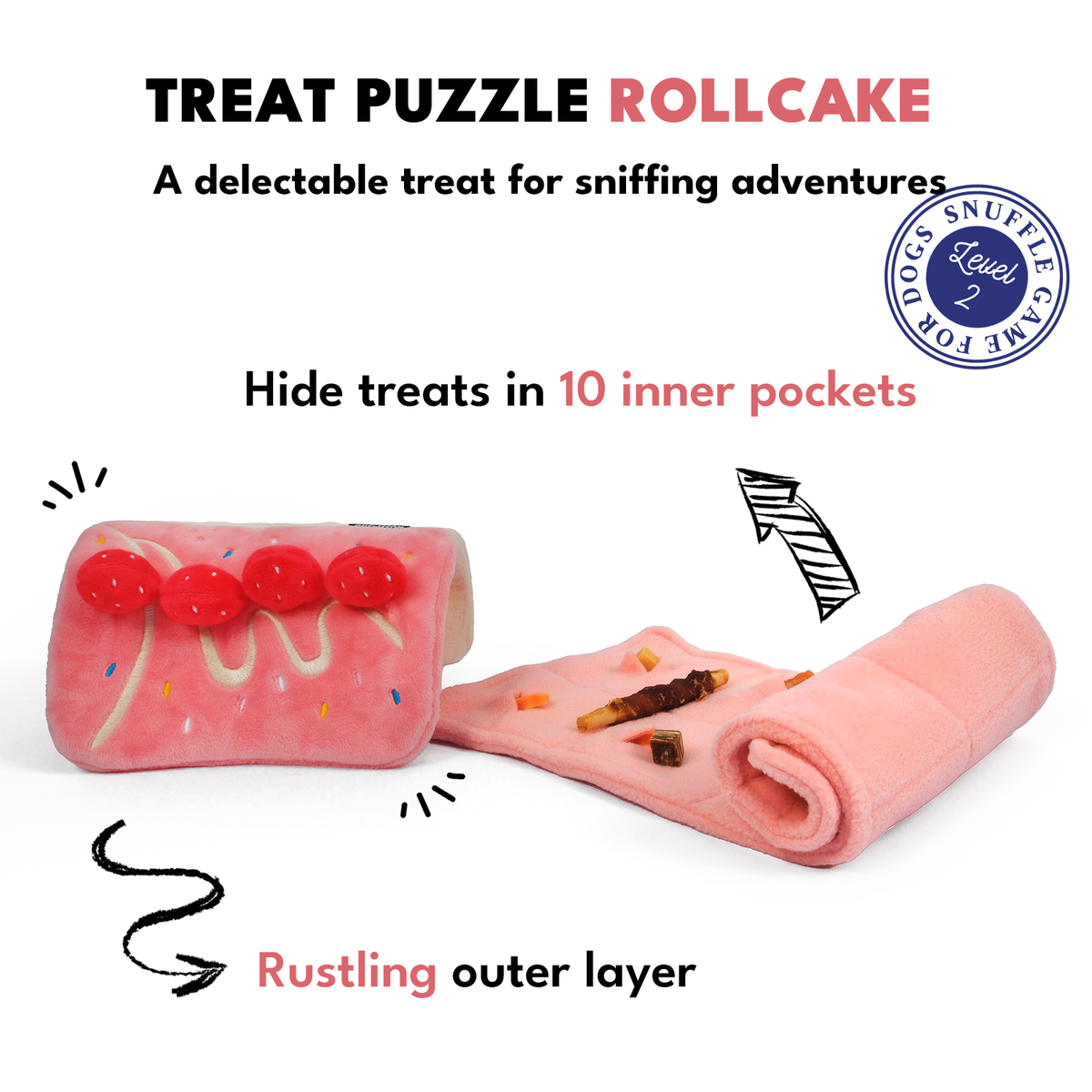 Jouet Puzzle pour Chien Gâteau Roulé à la Fraise CHEWFFON