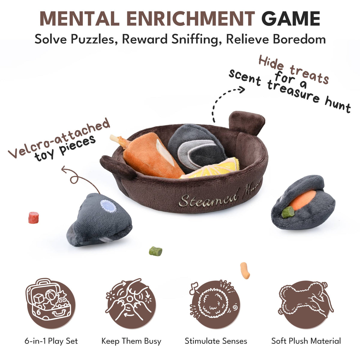 CHEWFFON — Jouet cache-cache pour chien « Moules vapeur »