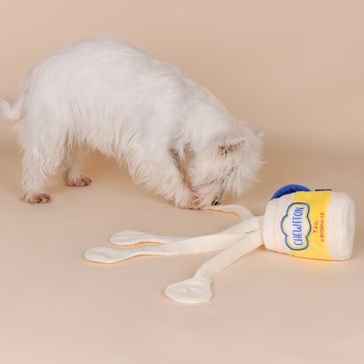 Jouet interactif pour chien en forme de pot de mayonnaise CHEWFFON Snuffle Fun