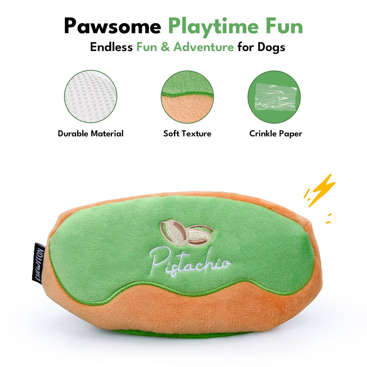 Jouet pour chien CHEWFFON Pistache Éclair — reniflage et froissement