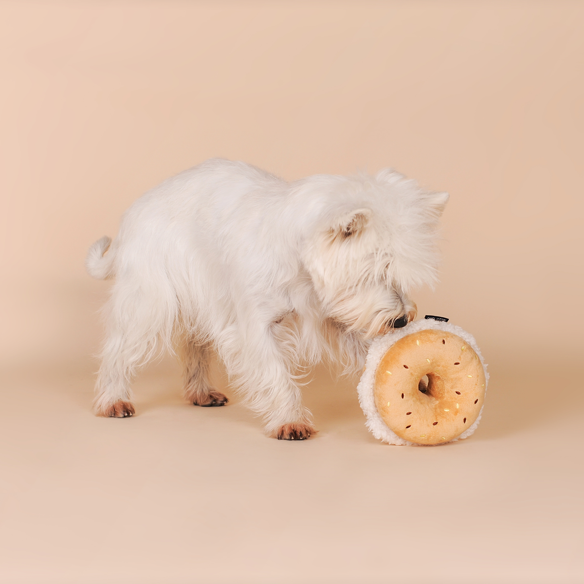 Jouet pour chien en peluche en forme de bagel CHEWFFON avec pouic-pouic