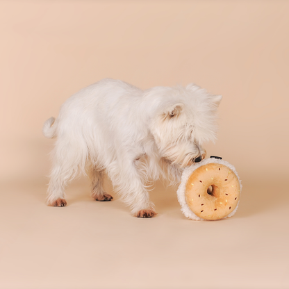 Jouet pour chien en peluche en forme de bagel CHEWFFON avec pouic-pouic