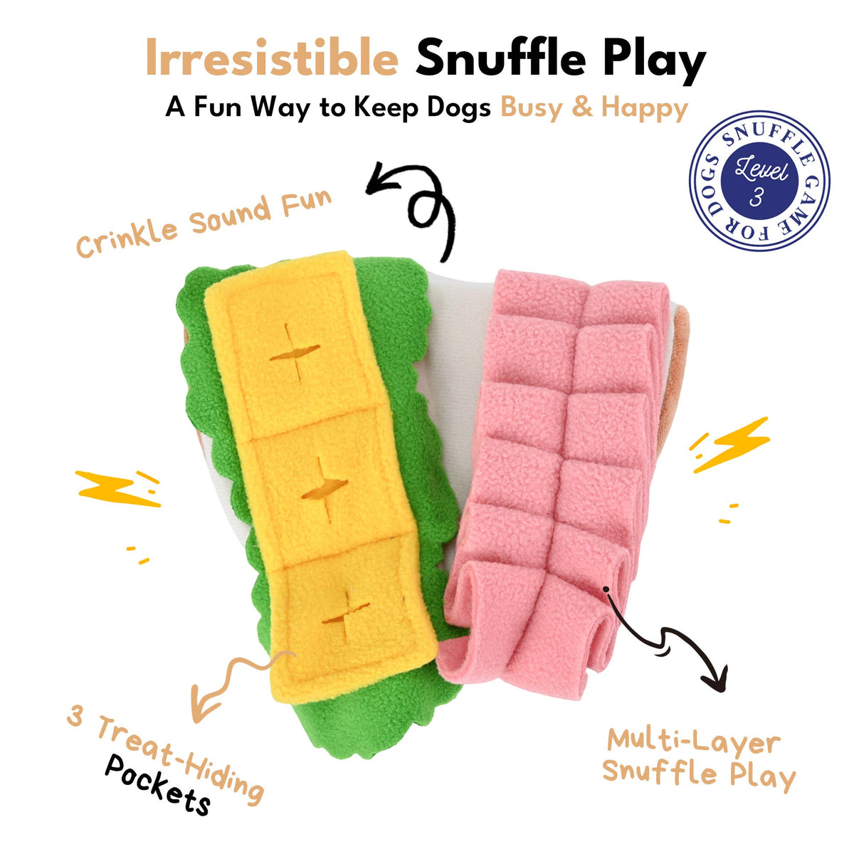 CHEWFFON Demi‑sandwich — Jouet interactif renifleur pour chien