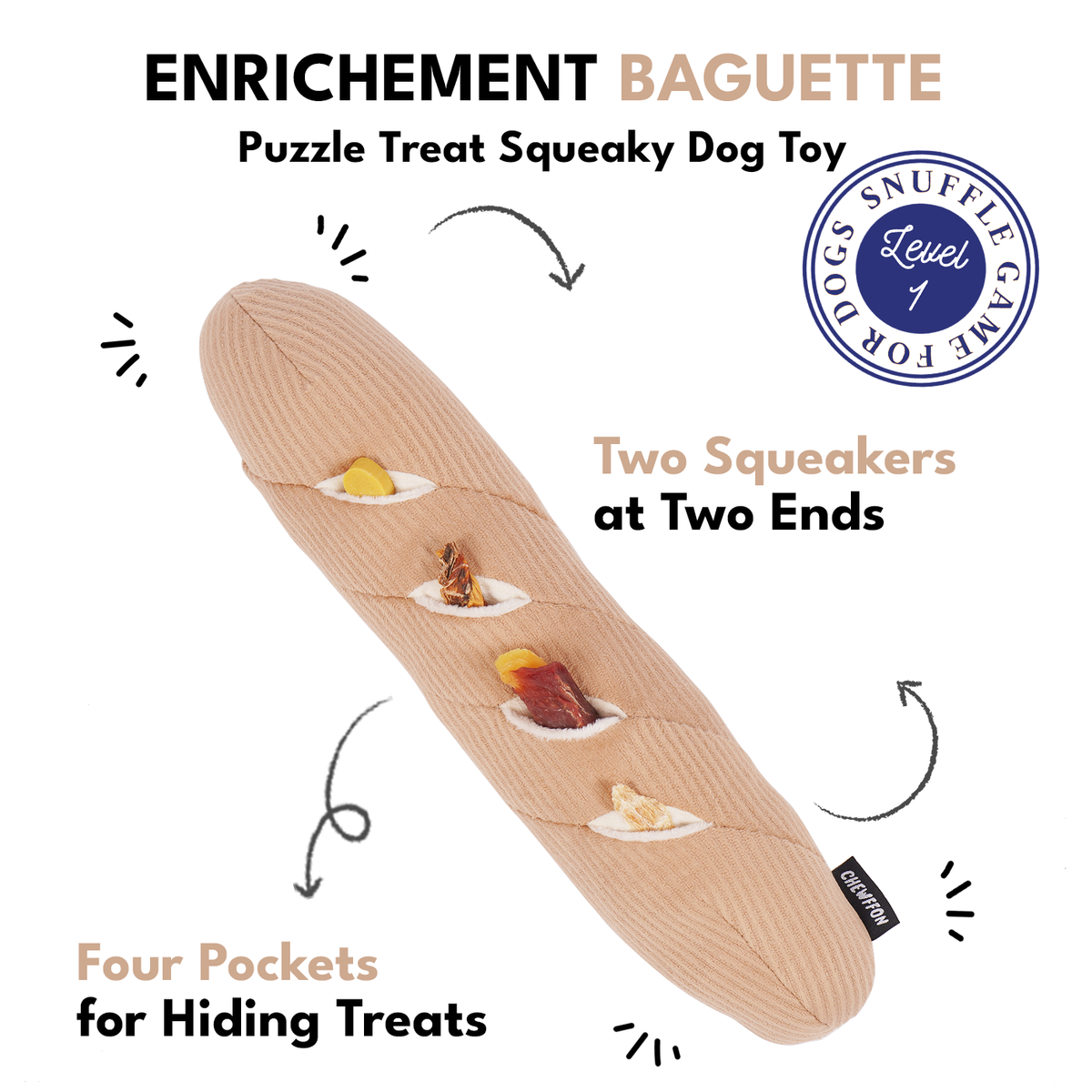 Jouet pour chien baguette d'enrichissement interactif CHEWFFON
