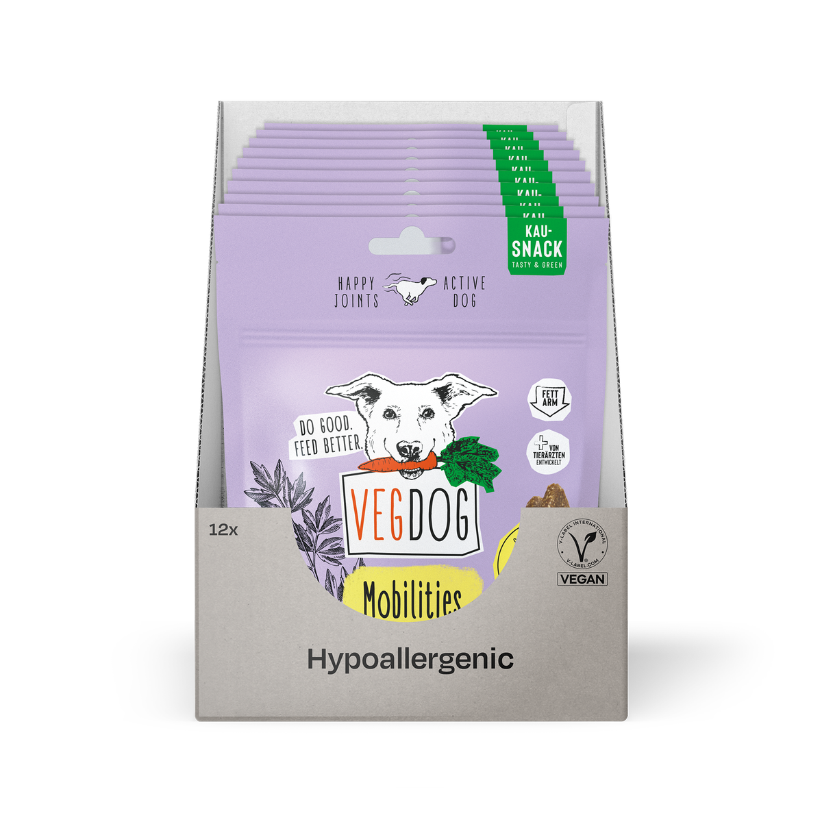 VEGDOG Mobilities 115 g – Friandises riches en glucosamine vegan pour la santé des articulations