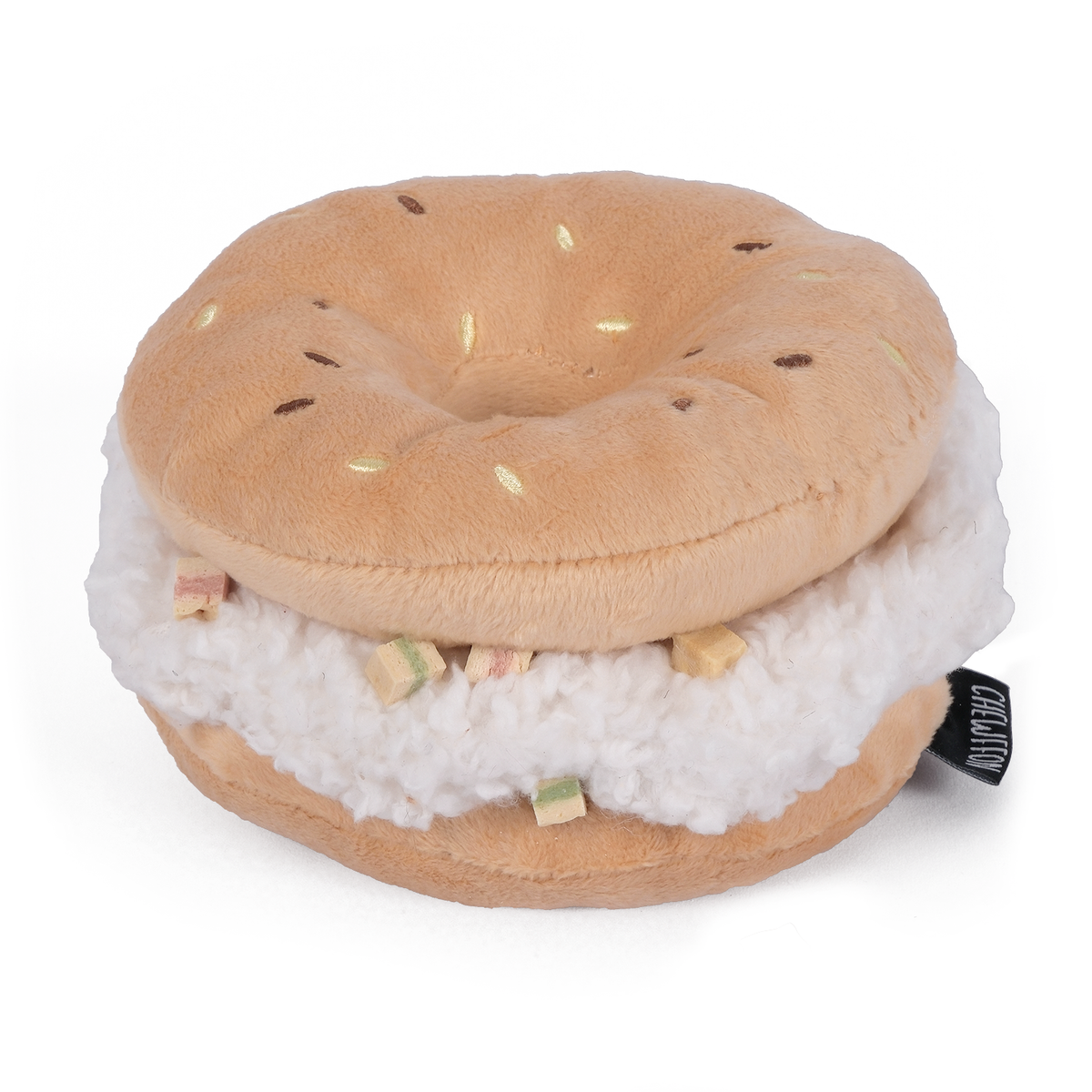 Jouet pour chien en peluche en forme de bagel CHEWFFON avec pouic-pouic